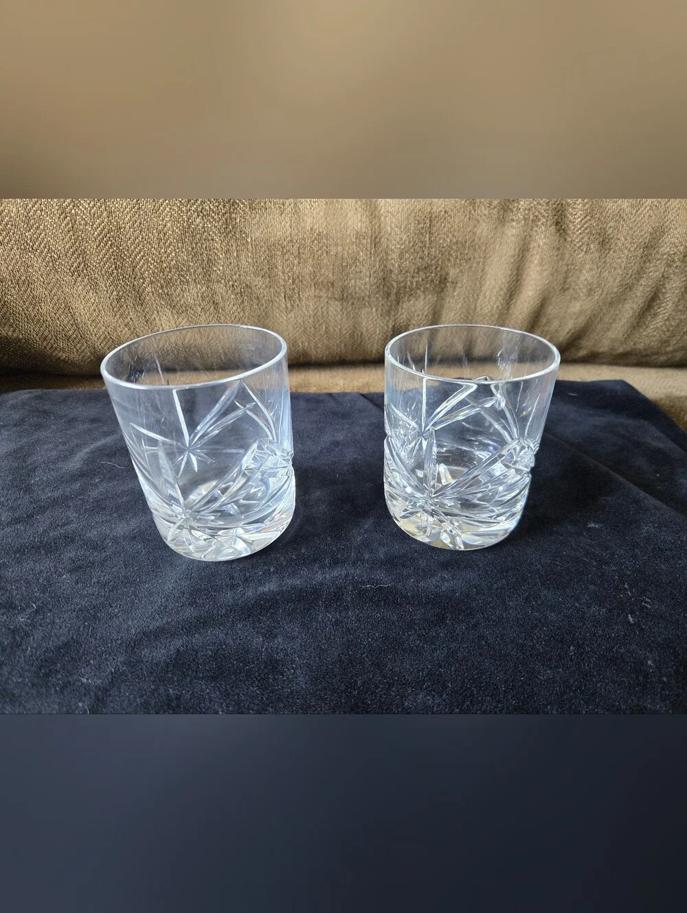 Crystal Cut Whiskey Glasses - Clear Set of 2